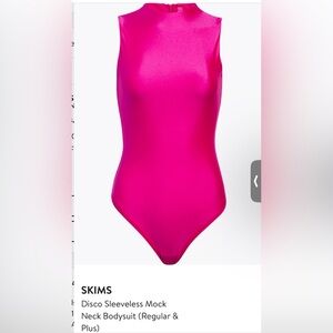 Skims disco sleeveless mock neck bodysuit in fuchsia Size XXS